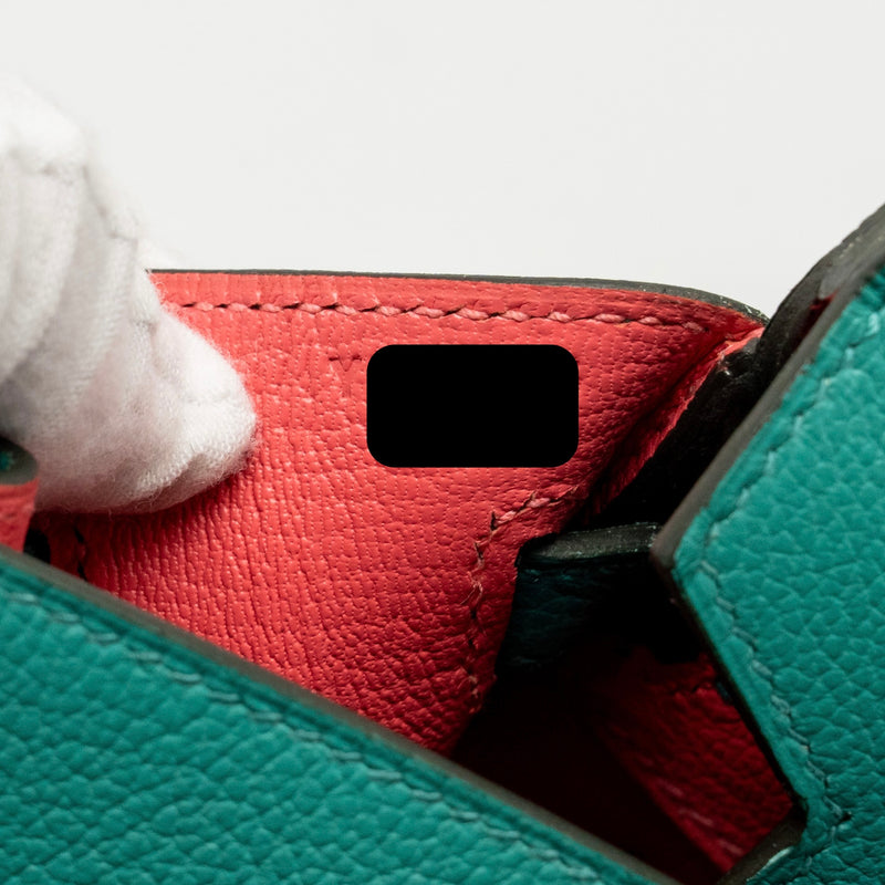 Hermes Birkin 25 Taurillon Novello Vert Verona/Rose Lipstick SHW Stamp Y