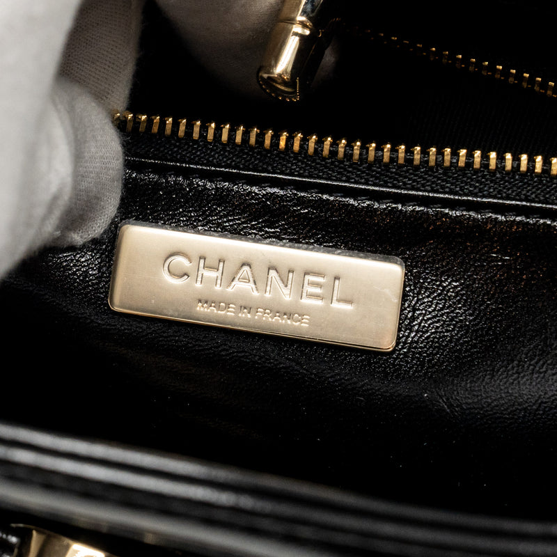 Chanel Mini 31 bag Shiny Calfskin Black LGHW (Microchip)