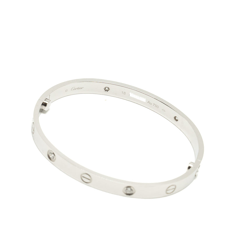 Cartier Size 18 Love Bracelet White Gold, 4 Diamonds