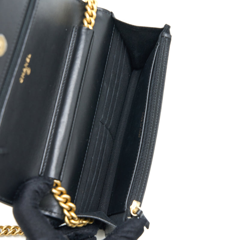 Chanel Boy Wallet on Chain Caviar Black GHW (Microchip)