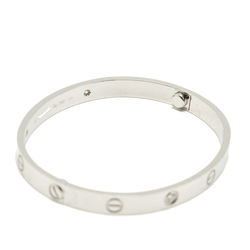 Cartier Size 18 Love Bracelet White Gold, 4 Diamonds