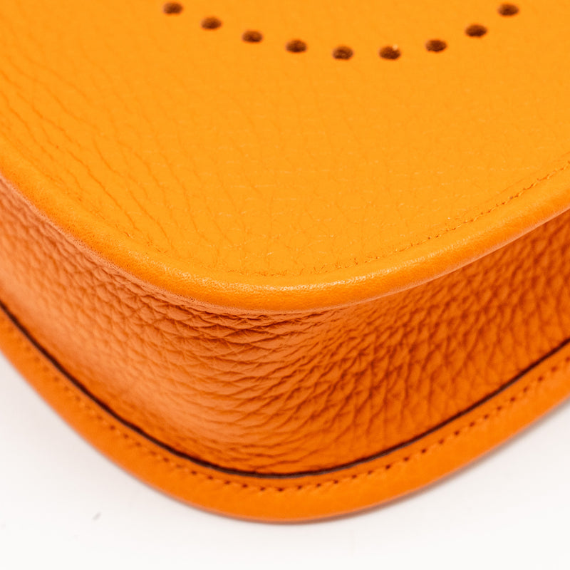 Hermes Mini Evelyn Clemence Orange SHW Stamp W