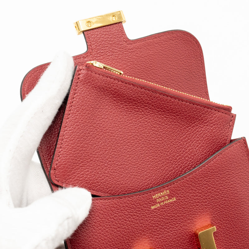 Hermes Constance Slim Evercolor K1 Rouge Grenat GHW Stamp