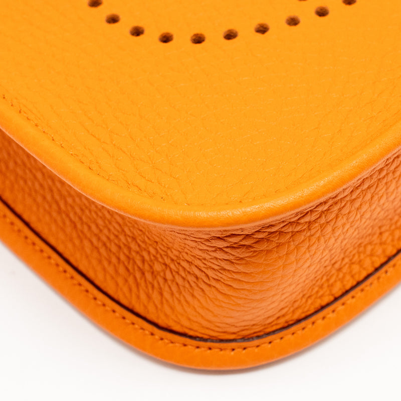 Hermes Mini Evelyn Clemence Orange SHW Stamp W