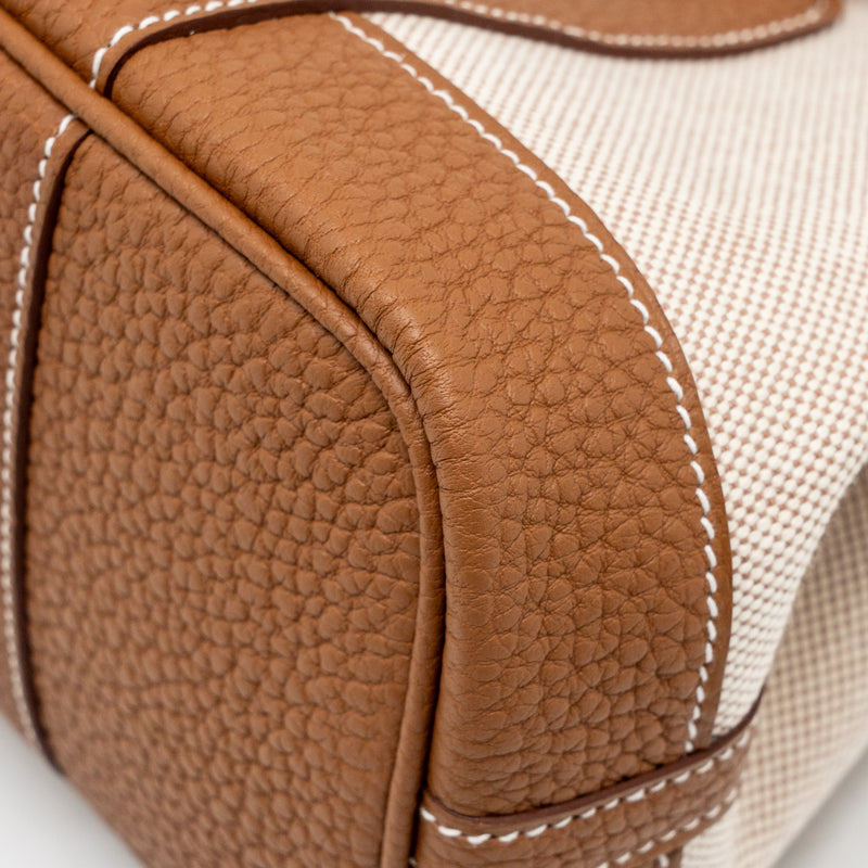 Hermes neo garden party 23 canvas/negonda ecru-beige/gold SHW stamp K