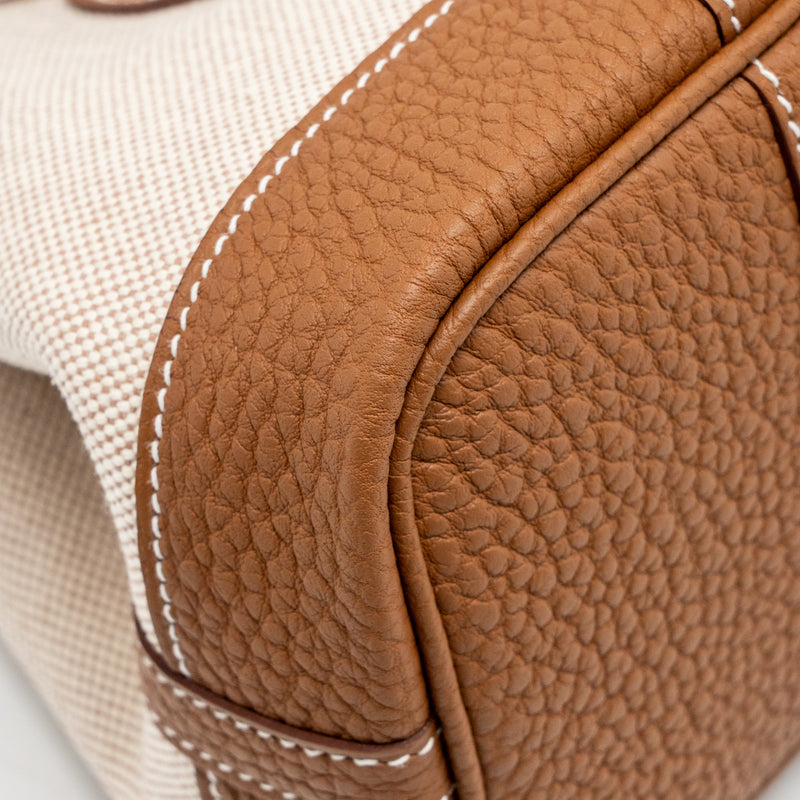 Hermes neo garden party 23 canvas/negonda ecru-beige/gold SHW stamp K