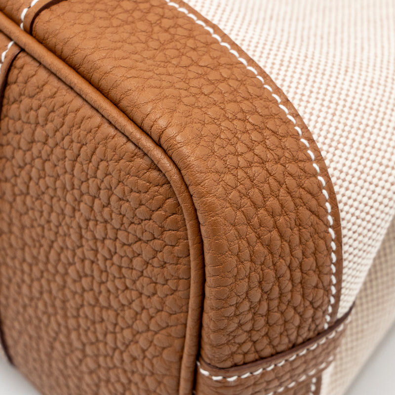 Hermes neo garden party 23 canvas/negonda ecru-beige/gold SHW stamp K