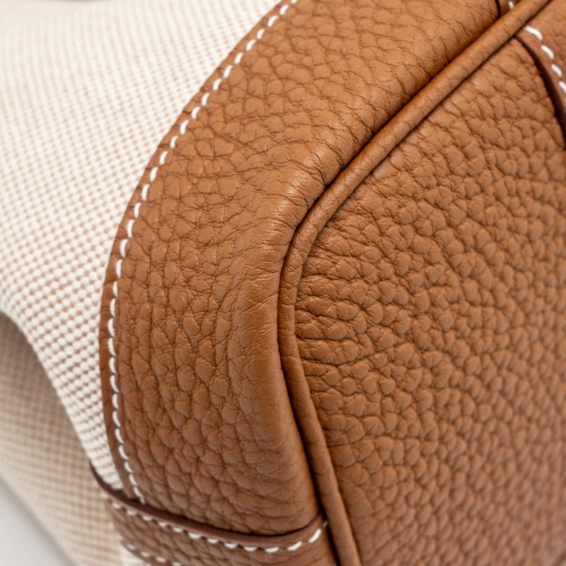 Hermes neo garden party 23 canvas/negonda ecru-beige/gold SHW stamp K