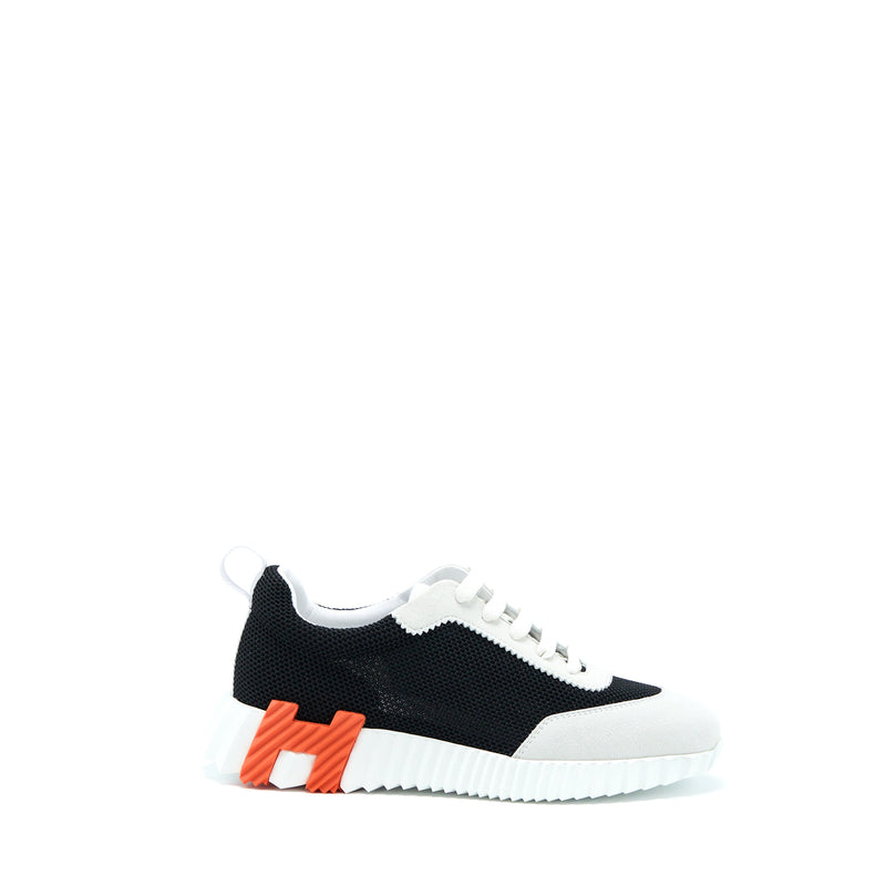 Hermes Size 37.5 Bouncing Sneakers Suede/Goatskin Noir/Blanc