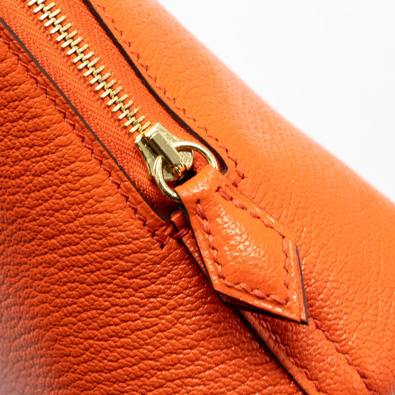 Hermes Mini Bolide Chevre Mysore Poppy Orange GHW Stamp A
