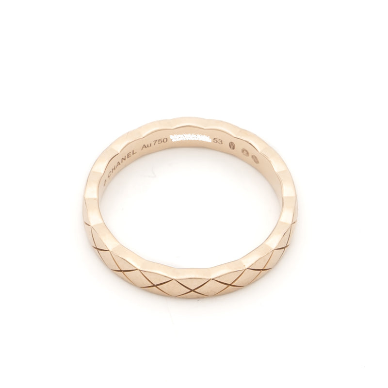 Chanel Size 53 Mini Version Coco Crush Ring Quilted Motif 18K Beige Gold