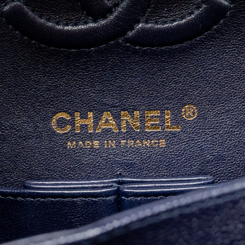 Chanel Small Classic Double Flap Bag Caviar Navy GHW (microchip)