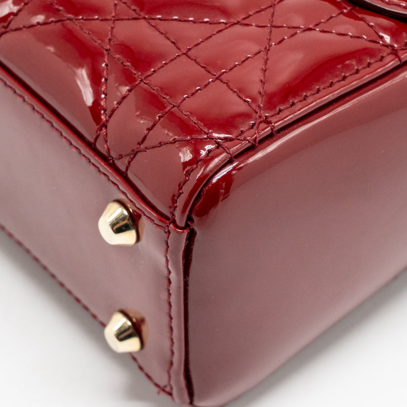 Dior Mini Lady dior patent leather red GHW