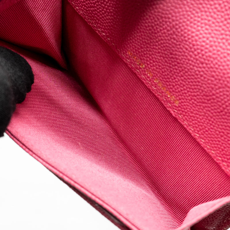 Chanel Classic flap card holder caviar pink GHW