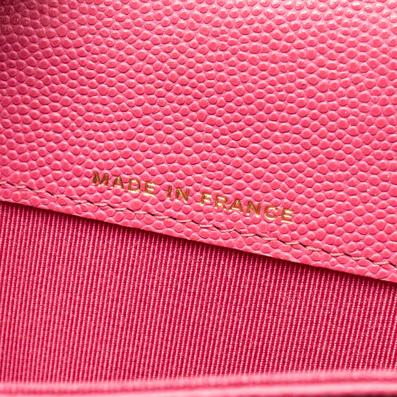 Chanel Classic flap card holder caviar pink GHW