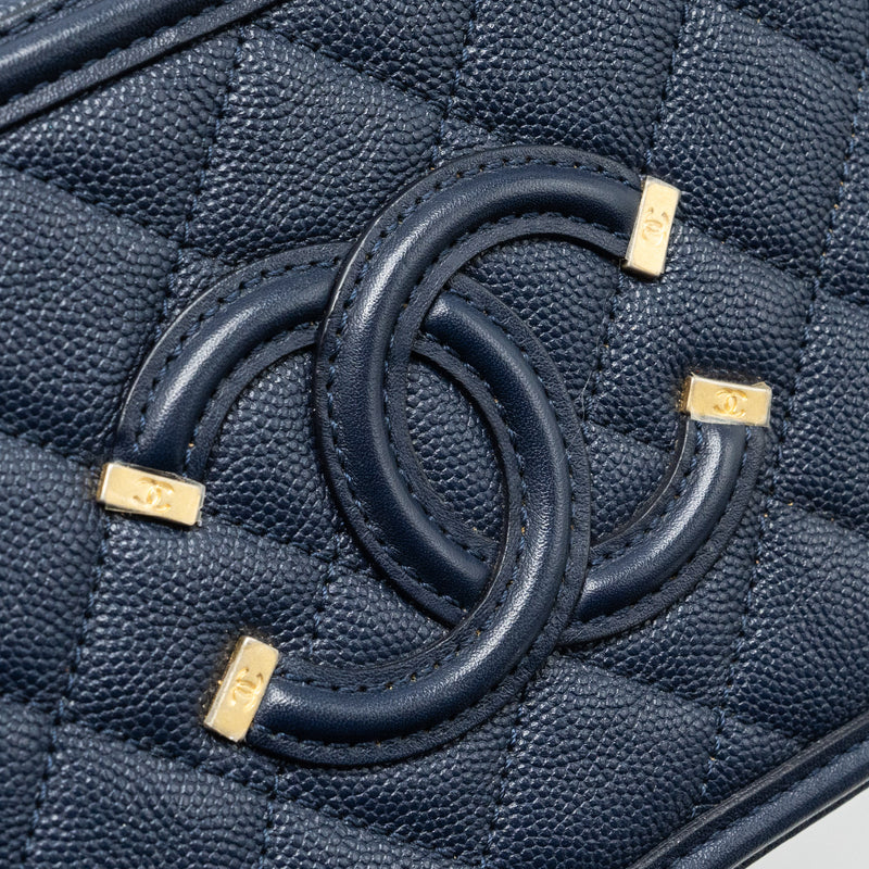 Chanel mini filigree camera bag caviar dark blue GHW