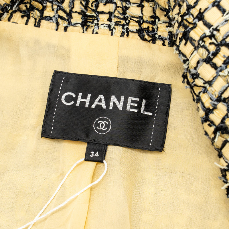 Chanel Size 34 22P Lion Button Jacket Polyester/Cotton/Linen Yellow/Bl