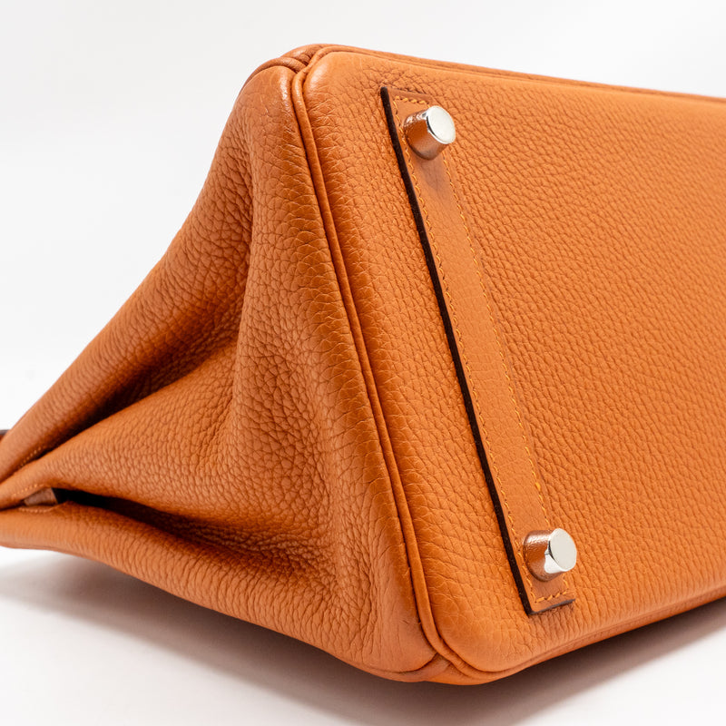 Hermes Birkin 30 Clemence Orange SHW Stamp Square I