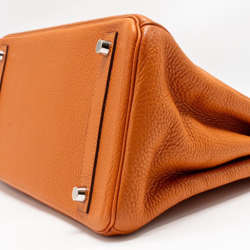 Hermes Birkin 30 Clemence Orange SHW Stamp Square I