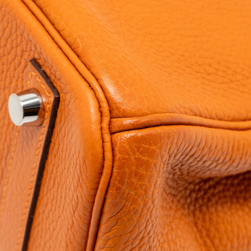Hermes Birkin 30 Clemence Orange SHW Stamp Square I