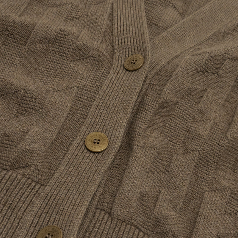 Hermes Size 36 H Pattern Cardigan Virgin Wool Grey