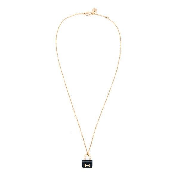 Hermes Amulettes Constance Pendant in Rose Gold / Black Jade Gemstone