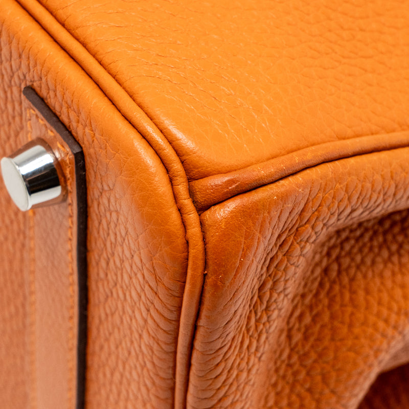 Hermes Birkin 30 Clemence Orange SHW Stamp Square I