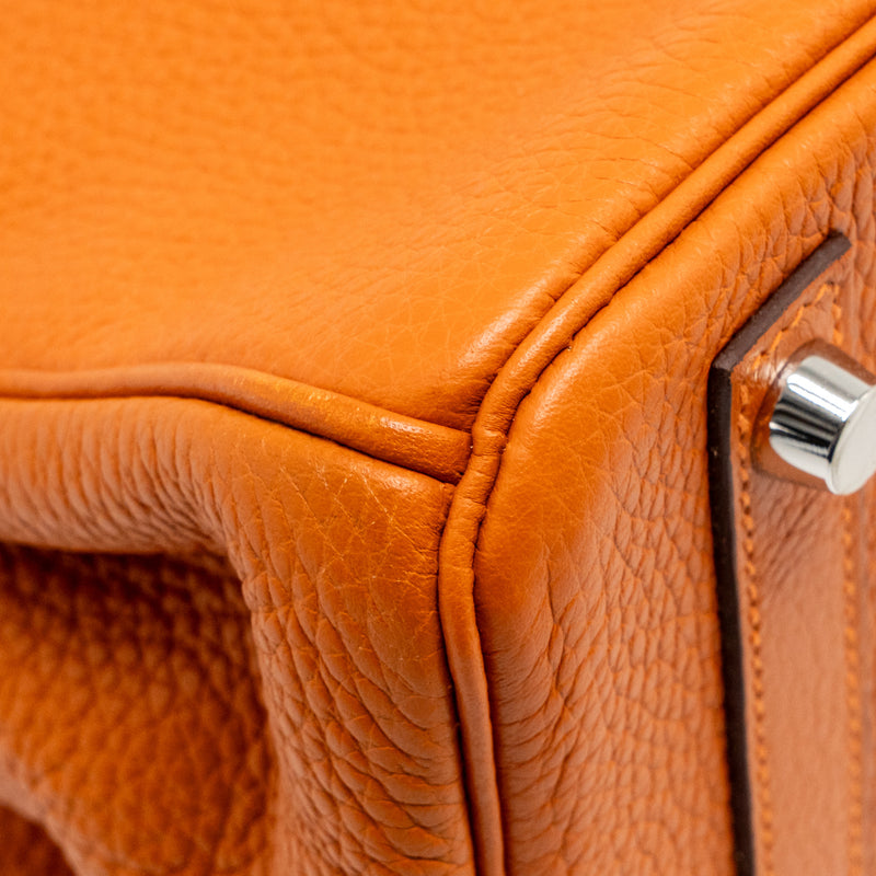 Hermes Birkin 30 Clemence Orange SHW Stamp Square I