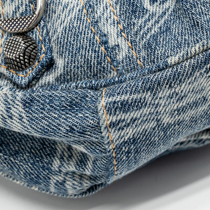 Balenciaga Le Cagole XS Shoulder Bag BB Monogram Denim Light Blue SHW