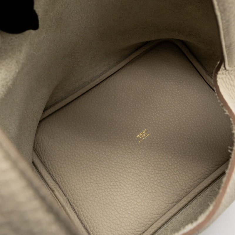 Hermes Picotin 22 lock bag Clemence Beton GHW Stamp U