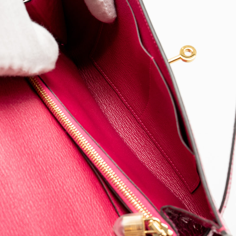 Hermes Kelly To Go shiny alligator mississippiensis rose Mexico GHW stamp Y