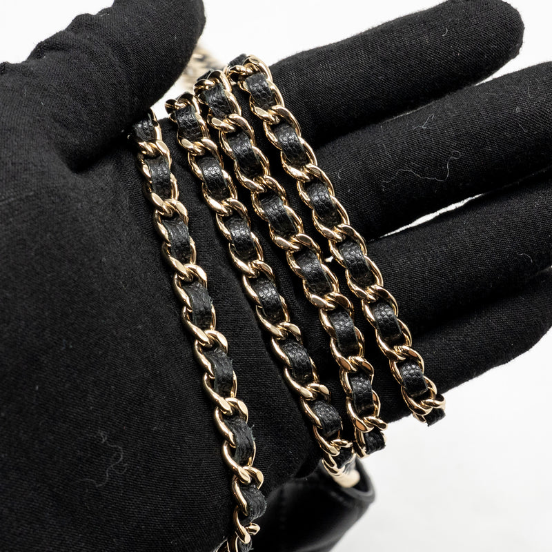 Chanel CC logo quilted wallet on chain caviar black LGHW (microchip)