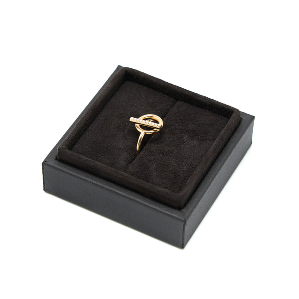 Hermes Size 50 Echappee Ring Small Model Rose Gold Diamonds