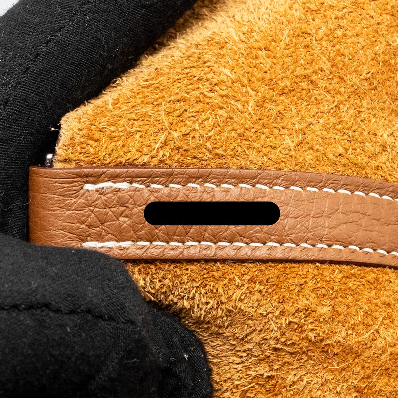 Hermes Picotin 22 Lock Bag Clemence/Swift Gold/Blue Brume Handle SHW Stamp Z