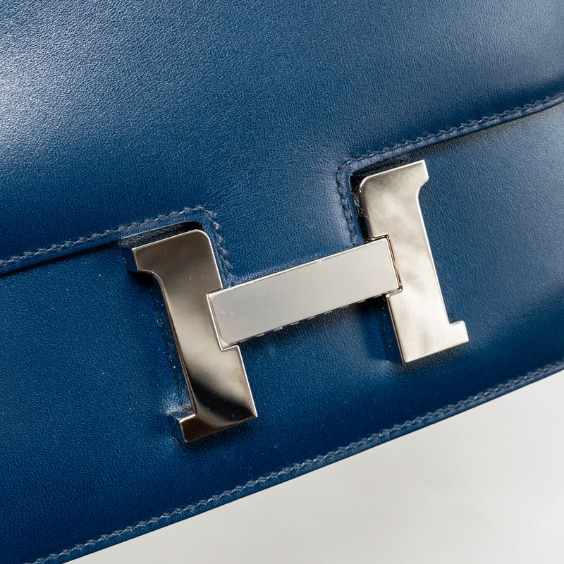 Hermes Mini Constance box leather blue de peruses SHW stamp D