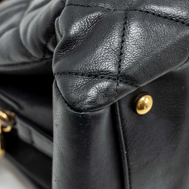 CHANEL Small Quilted CC Crown Tote Bag Calfskin Black Brushed GHW