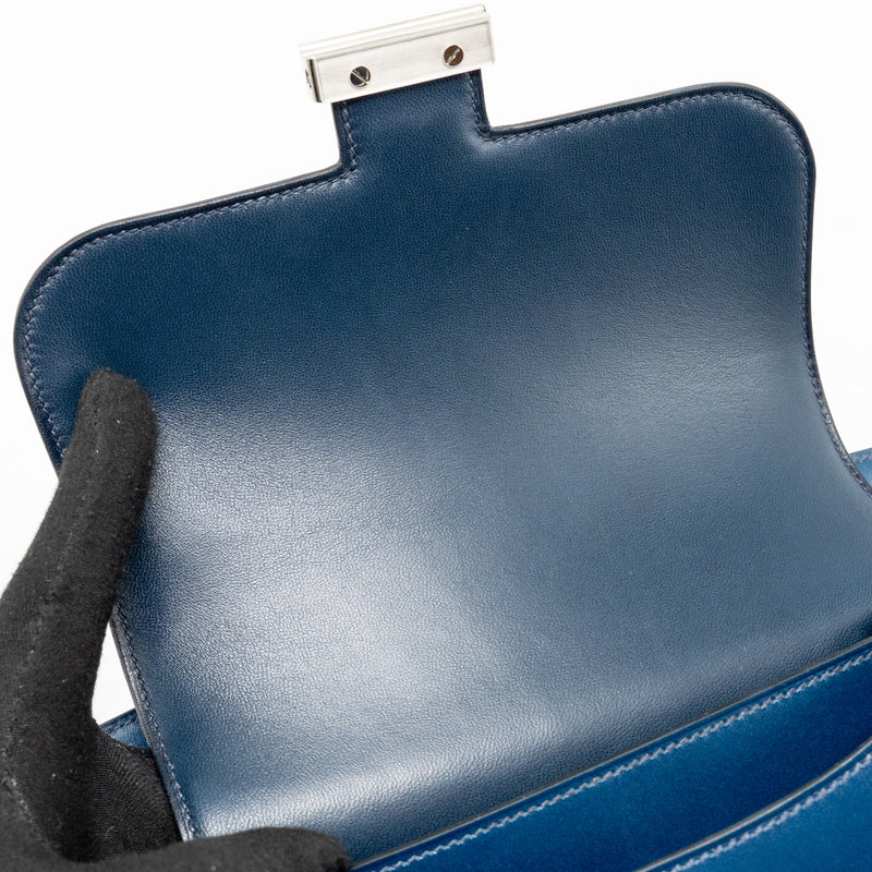 Hermes Mini Constance box leather blue de peruses SHW stamp D