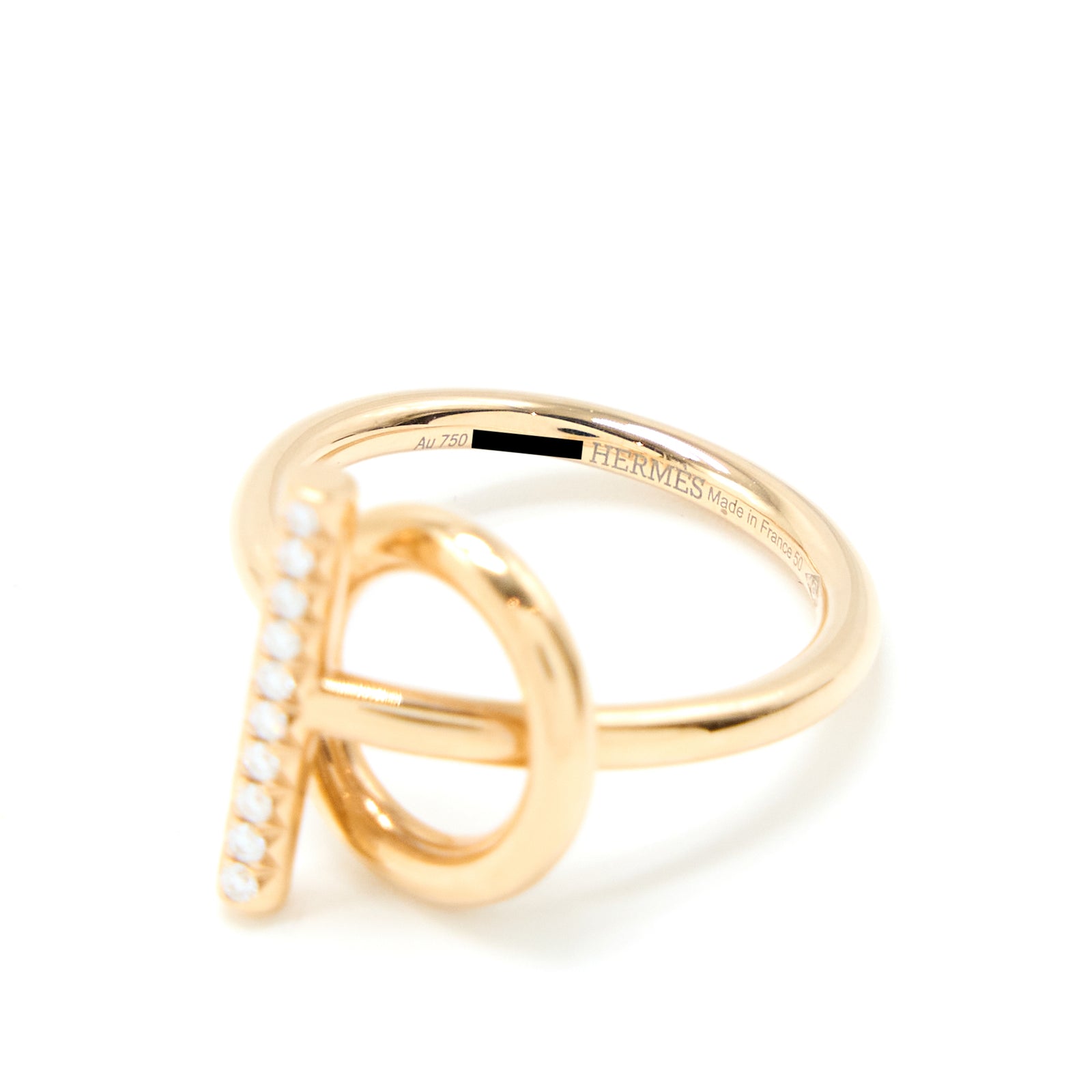 Hermes Size 50 Echappee Ring Small Model Rose Gold Diamonds