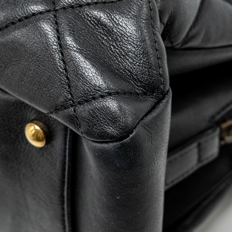 CHANEL Small Quilted CC Crown Tote Bag Calfskin Black Brushed GHW