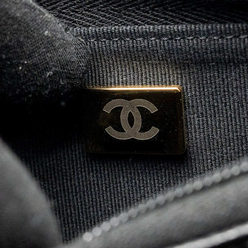 Chanel CC logo quilted wallet on chain caviar black LGHW (microchip)
