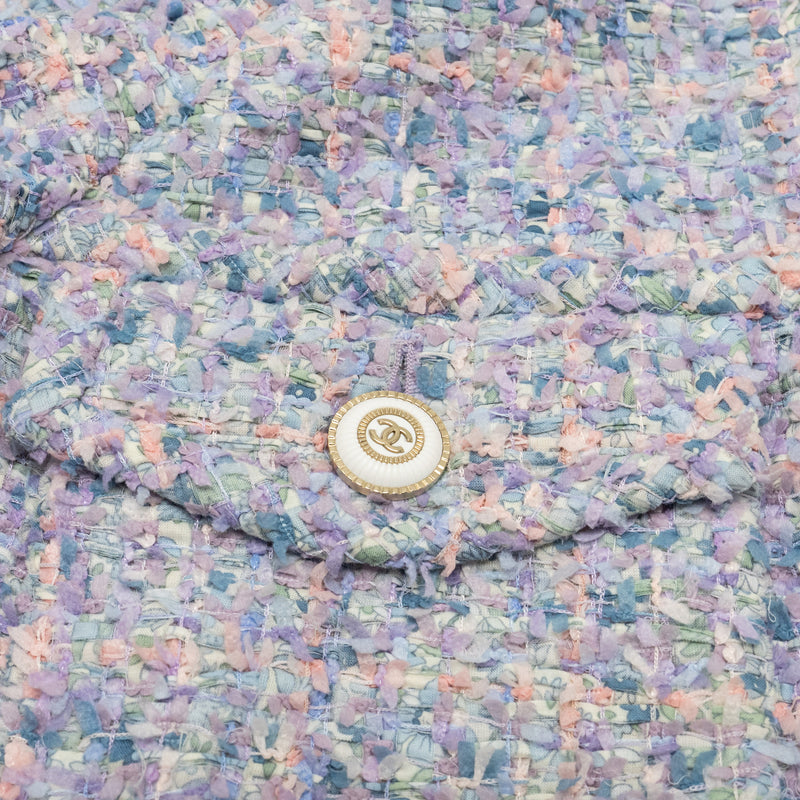 Chanel Size 36 20C Lavender Tweed Jacket Polyester/Cotton Multicolour