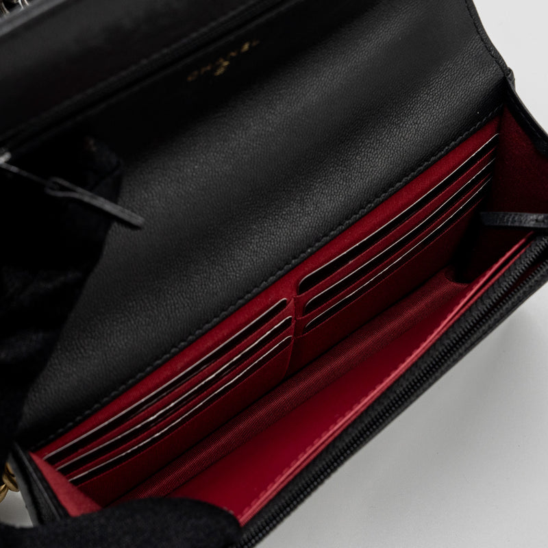 Chanel 19 wallet on chain lambskin black multicolor hardware