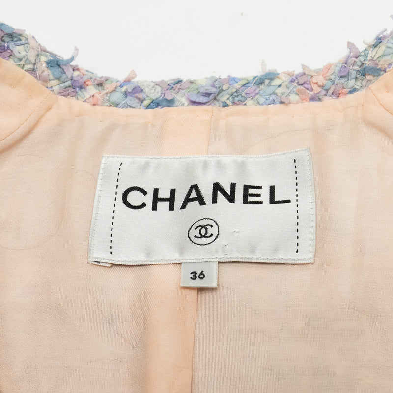 Chanel Size 36 20C Lavender Tweed Jacket Polyester/Cotton Multicolour