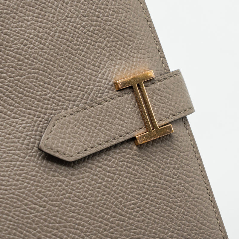 Hermes Bearn Compact Wallet Epsom Gris Asphal GHW Stamp C