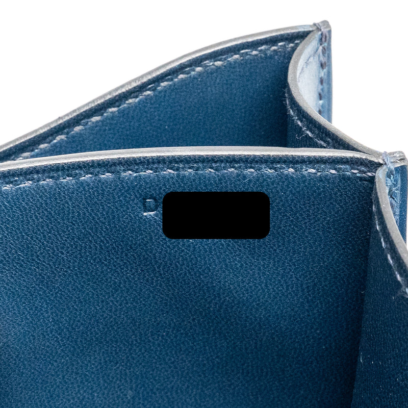 Hermes Mini Constance box leather blue de peruses SHW stamp D