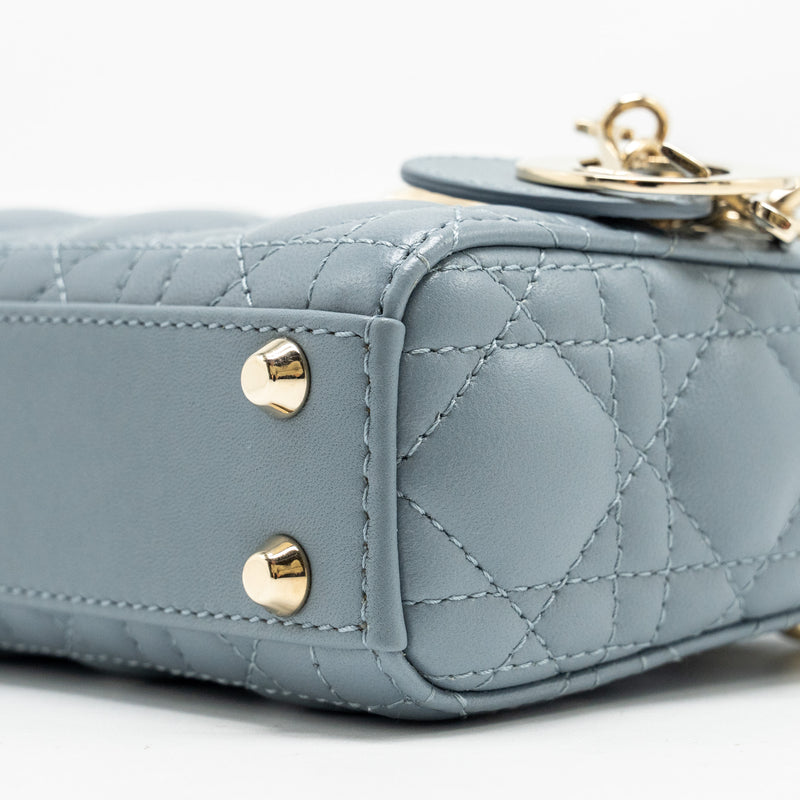 Dior Lady Dior Micro Bag Lambskin Cloud Blue LGHW