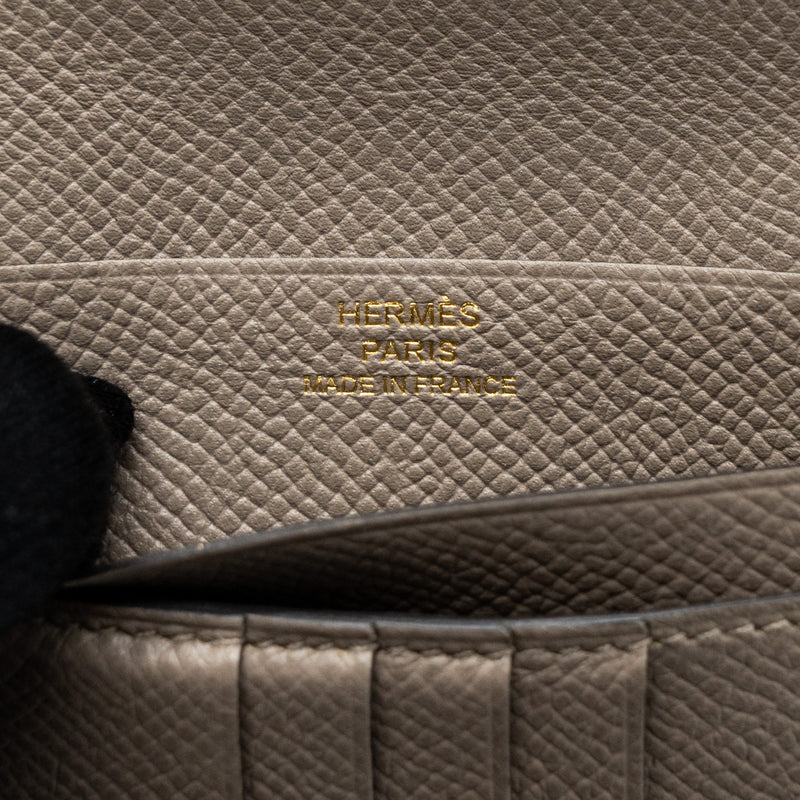 Hermes Bearn Compact Wallet Epsom Gris Asphal GHW Stamp C