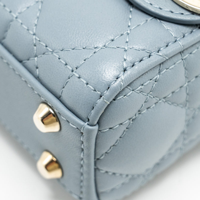 Dior Lady Dior Micro Bag Lambskin Cloud Blue LGHW