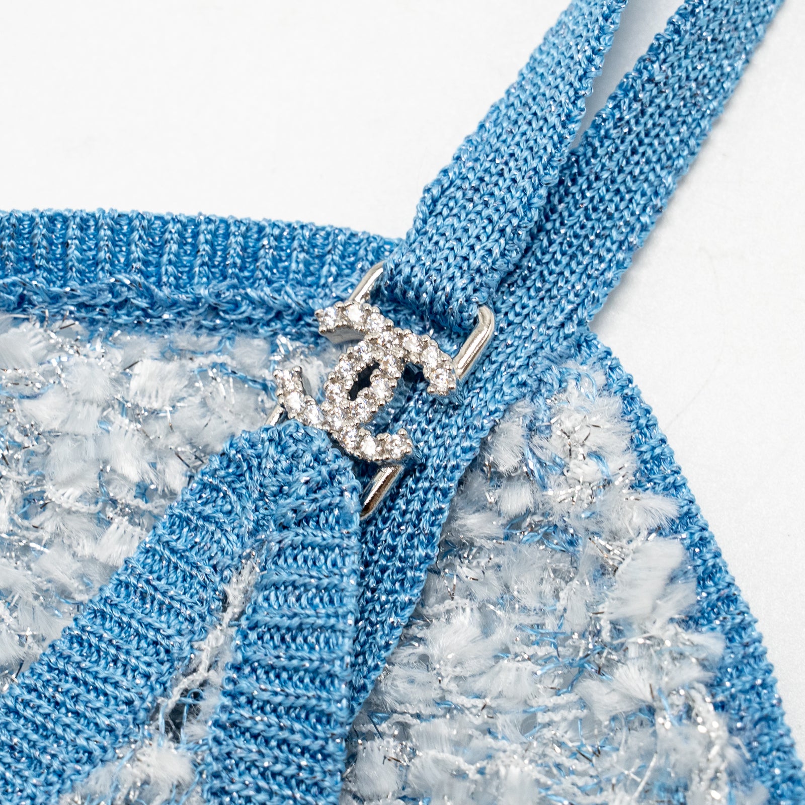 Chanel size 36 26C knit top Polyamide/Viscose blue / silver