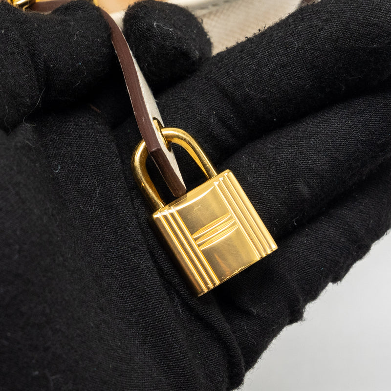 Hermes Picotin Cargo 18 Lock Bag Canvas/Swift Ecru/Nata GHW Stamp U